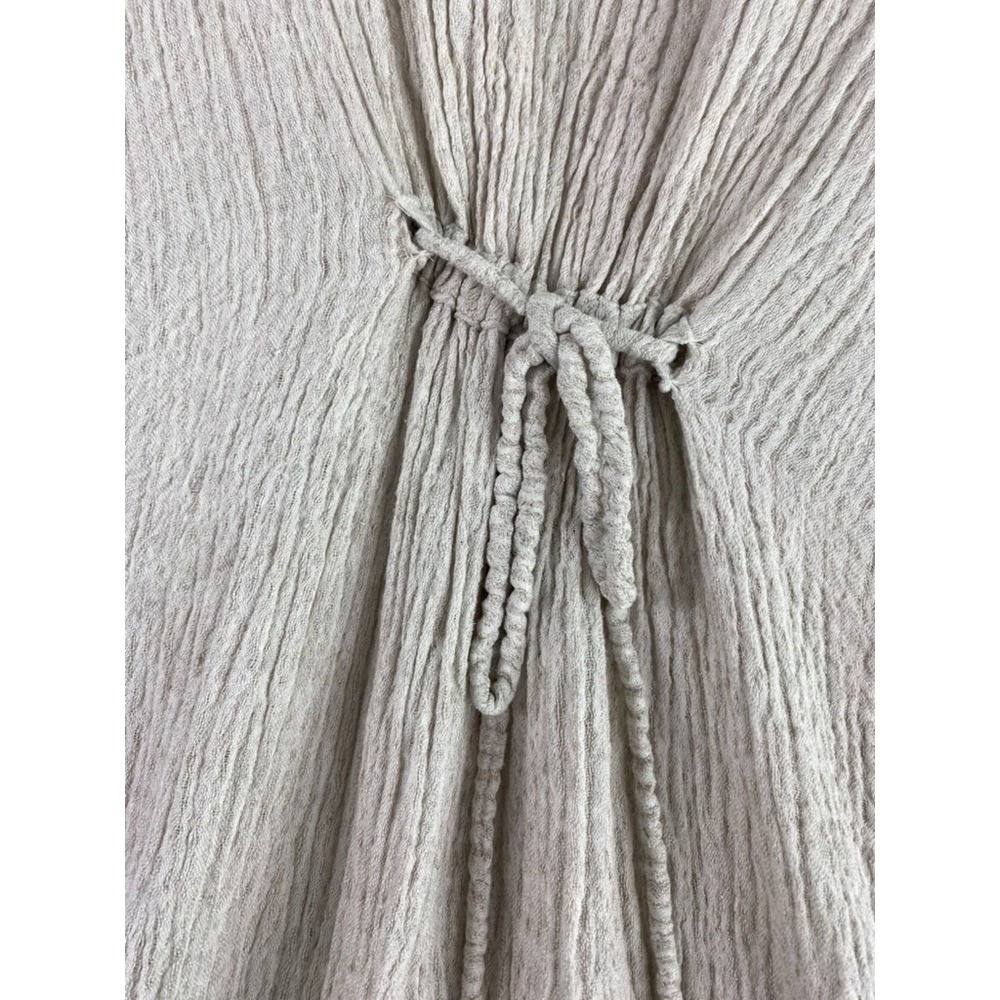 Myrah Penaloza Caftan Dress Women One Size Gray Gauzy Linen Blend Resort Coverup - Picture 6 of 12